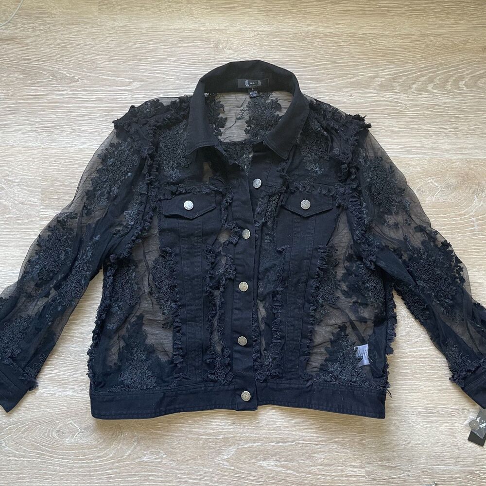 AZI New York Black Denim Lace Jacket (NWT)